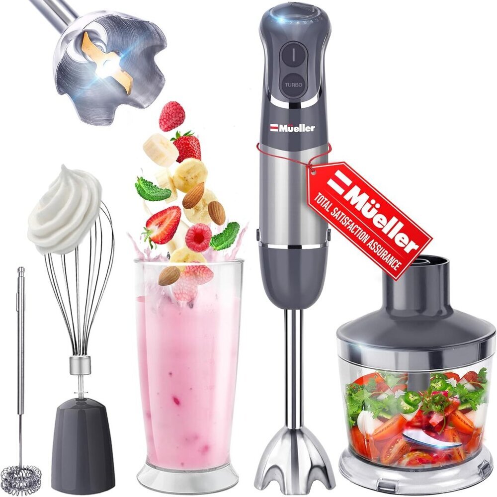 Multistick 5-in-1 Immersion Blender Handheld, 12 Speed Hand Mixer - Turbo Boost,